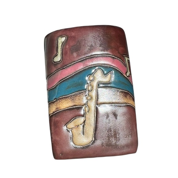 Mara Stoneware Coffee Mug with Hand-etched Musical Instruments Handmade Design - Picture 2 of 4